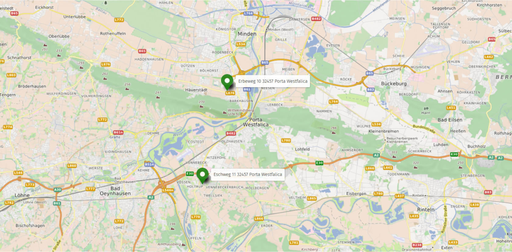 Anfahrt Karte Julmi Garten - Standorte Holtrup und Barkhausen